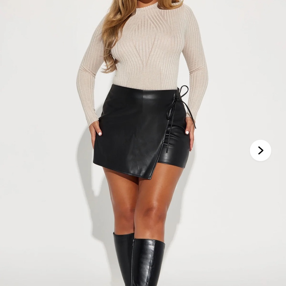 Fashion Nova Black Faux Leather Skort